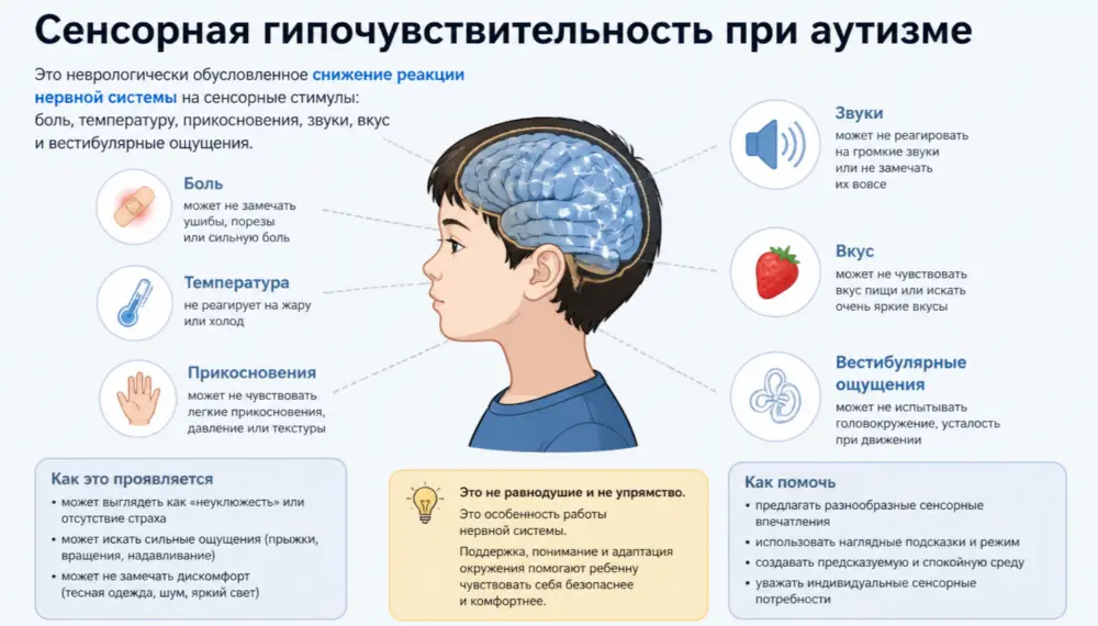 Сенсорная гипочувствительность при аутизме